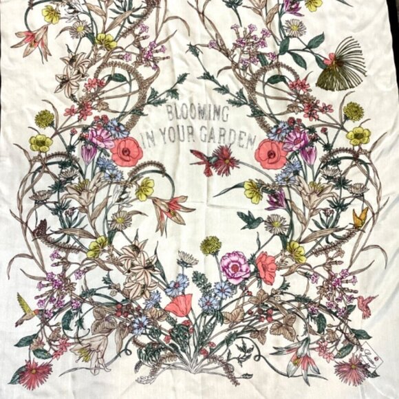 Gucci Silk Scarf "Blooming In Your Garden" Rectangular Scarf Item #143X - Picture 7 of 15